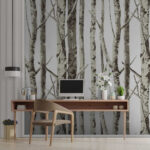 Wall murals Forest wallpaper pattern with trees