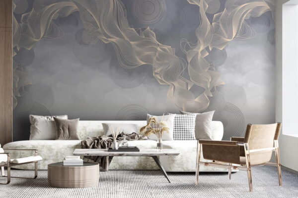 Grey and white background with circles and lines Wall murals Grey and white background with circles and lines