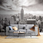 Wall murals Iconic cityscape under dramatic skies