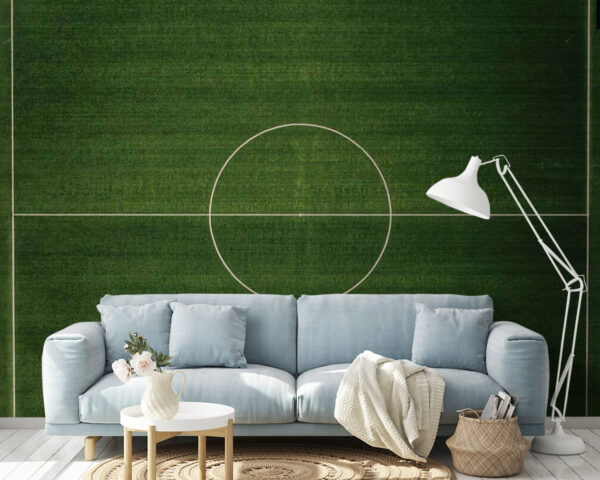 Football field with a white circle Wall murals Football field with a white circle