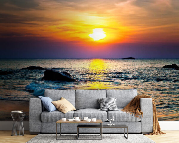 Sunset over a beach Wall murals Sunset over a beach