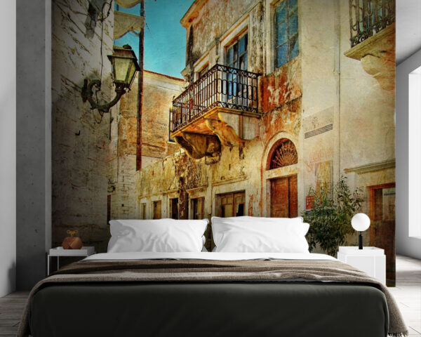 Stone building with a balcony Wall murals Stone building with a balcony