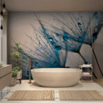 Wall murals Raindrops on delicate dandelion seeds