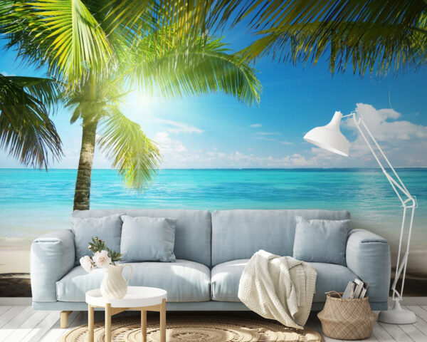 Palm trees on a beach Wall murals Palm trees on a beach