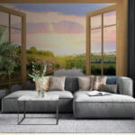 Wall murals View of a river from a window