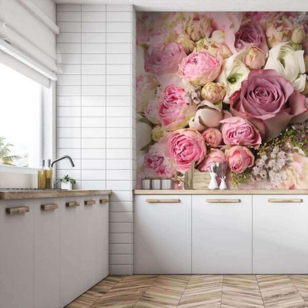Bouquet of pink and white roses Wall murals Bouquet of pink and white roses