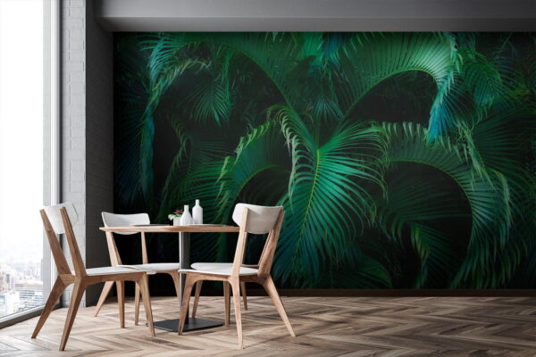 Lush green leaves create a jungle Wall murals Lush green leaves create a jungle
