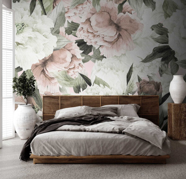 Floral elegance with pastel hues Wall murals Floral elegance with pastel hues