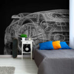 Wall murals Futuristic car wireframe digital design.