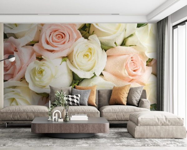 Group of pink and white roses Wall murals Group of pink and white roses