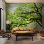 Wall murals Tree with green leaves