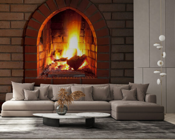 Warmth emanates from the brick fireplace Wall murals Warmth emanates from the brick fireplace