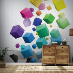 Wall murals Colorful cubes floating from box