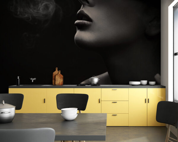 Woman wearing a hat and smoking Wall murals Woman wearing a hat and smoking