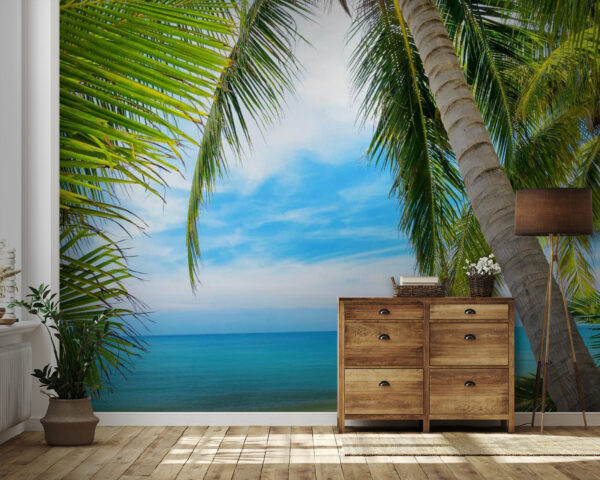 Palm trees on a beach Wall murals Palm trees on a beach