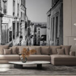 Wall murals Street with buildings and a street light