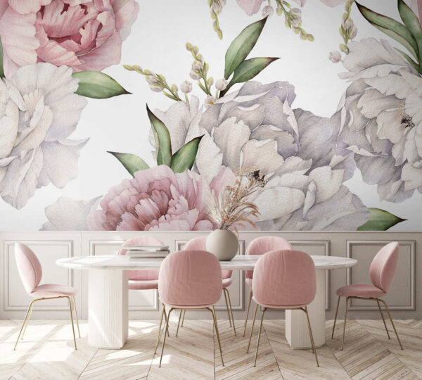 Delicate watercolor flowers in bloom Wall murals Delicate watercolor flowers in bloom