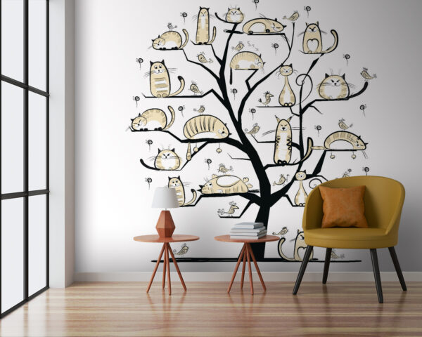 Tree with cats on it Wall murals Tree with cats on it