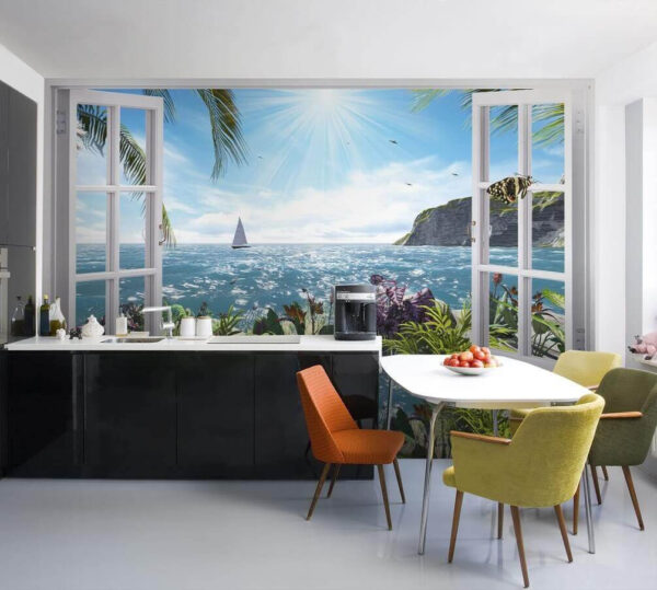 Window with a view of the ocean Wall murals Window with a view of the ocean