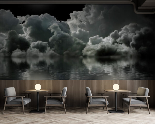 Moon over water with clouds and clouds Wall murals Moon over water with clouds and clouds