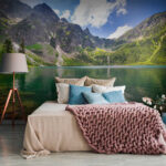 Wall murals Mountain lake reflects clear sky.