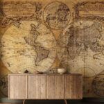 Wall murals Antique world map showcasing continents.