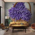 Wall murals Basket of purple flowers