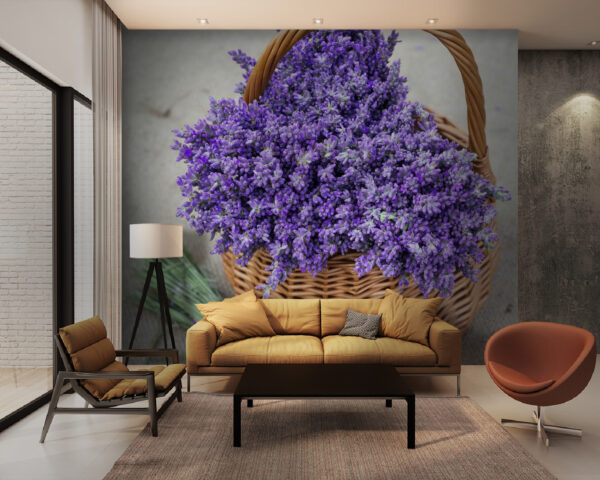 Wall murals Basket of purple flowers (SKU: u53896) Wall murals Wall murals Basket of purple flowers (SKU: u53896)