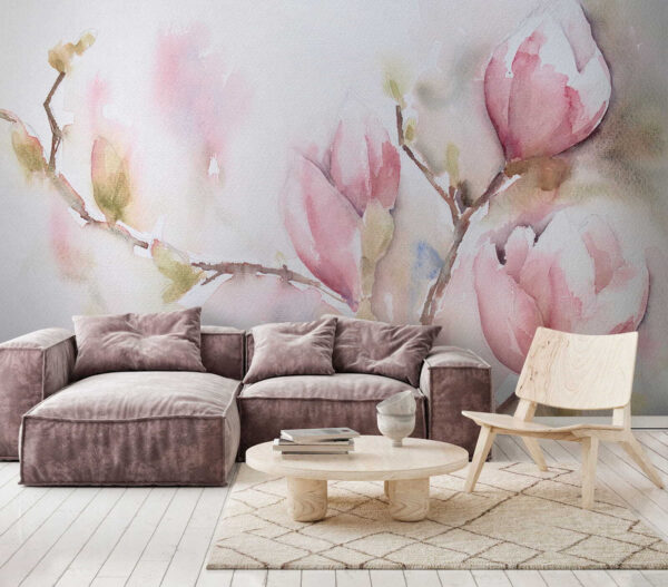 Watercolor painting of a tulip Wall murals Watercolor painting of a tulip