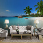 Wall murals Palm trees with blue sky and clouds
