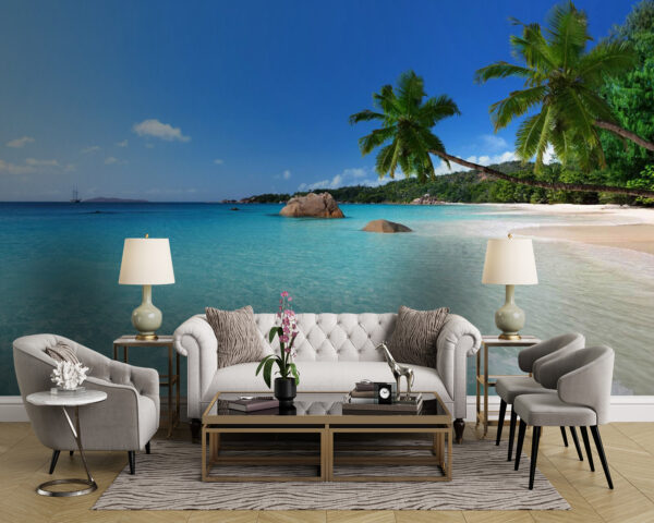 Palm trees with blue sky and clouds Wall murals Palm trees with blue sky and clouds