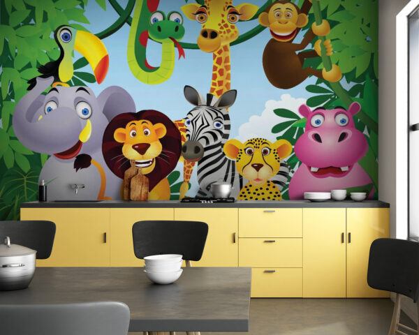 Group of animals in the jungle Wall murals Group of animals in the jungle