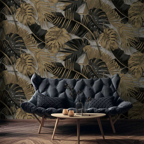 Elegant foliage on textured backdrop Wall murals Elegant foliage on textured backdrop