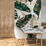 Wall murals Tropical leaves with abstract patterns
