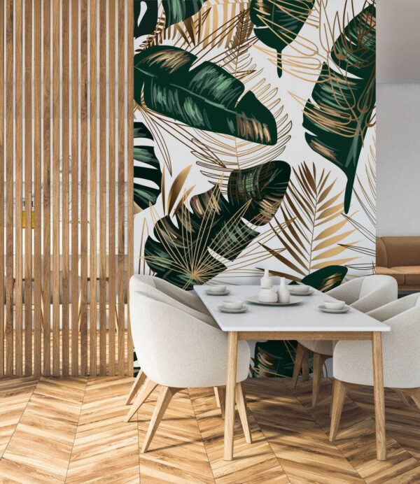 Tropical leaves with abstract patterns Wall murals Tropical leaves with abstract patterns