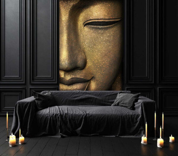 Serene face of a Buddha statue Wall murals Serene face of a Buddha statue