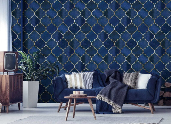 Blue and white lattice pattern Wall murals Blue and white lattice pattern