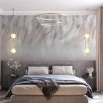 Wall murals White leaves on a grey surface