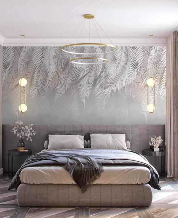 White leaves on a grey surface Wall murals White leaves on a grey surface