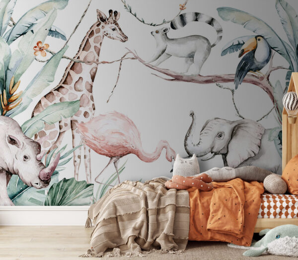 Watercolor of a rhinoceros Wall murals Watercolor of a rhinoceros