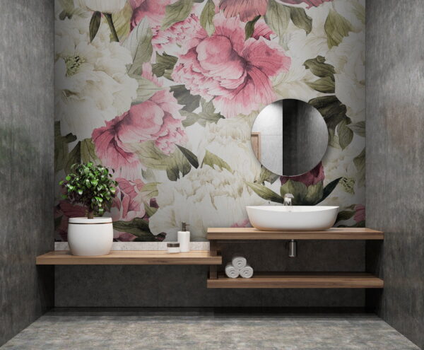 Pattern of pink and white flowers Wall murals Pattern of pink and white flowers