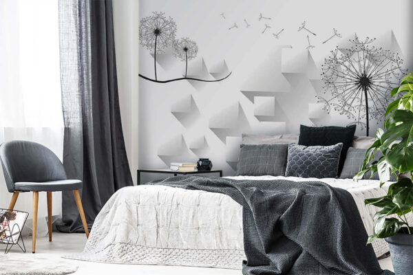 Wall murals Dandelion flowers and a white background (SKU: u53047) Wall murals Wall murals Dandelion flowers and a white background (SKU: u53047)