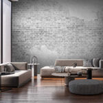 Wall murals White wall with a crack in it