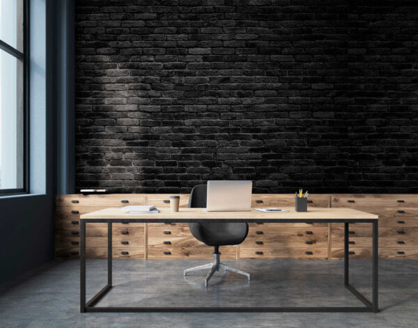 Dark bricks form a textured wall Wall murals Dark bricks form a textured wall
