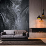 Wall murals Foggy forest with palm trees