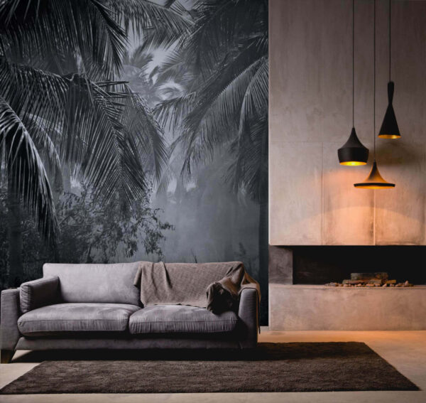 Foggy forest with palm trees Wall murals Foggy forest with palm trees
