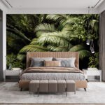 Wall murals Lush jungle foliage in vibrant green.