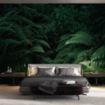 Wall murals Lush green fern leaves in forest.