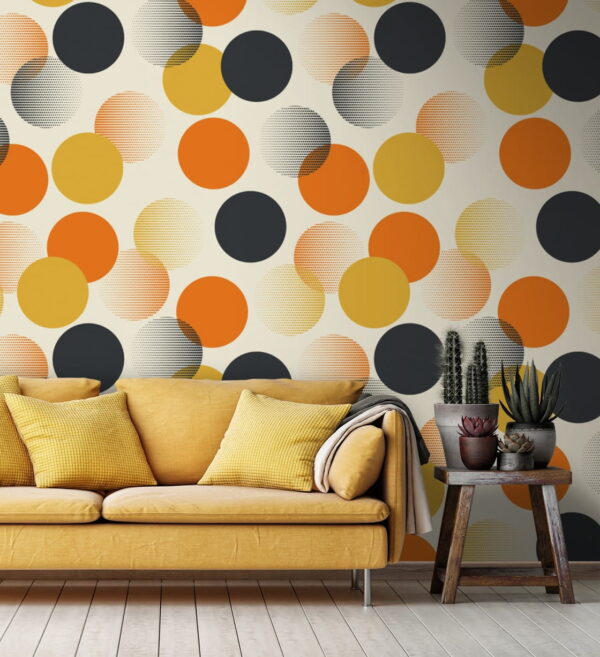 Pattern of orange and black circles Wall murals Pattern of orange and black circles