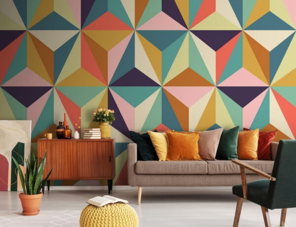 Pattern of colorful triangles Wall murals Pattern of colorful triangles